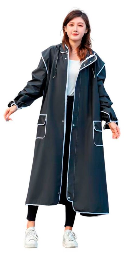 Плащ-дождевик мужской с перчатками черный, one size