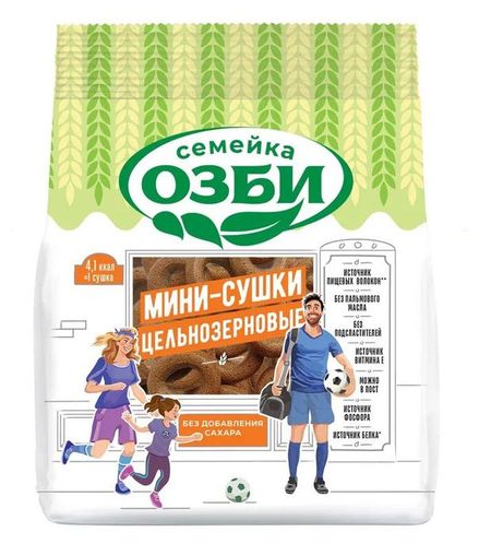 Мини-сушки Семейка ОЗБИ цельнозерновые без сахара, 150 г