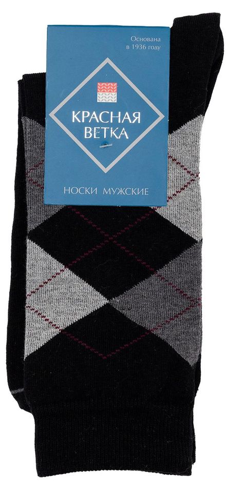 Носки мужские Красная Ветка с рисунком черные, р. 27