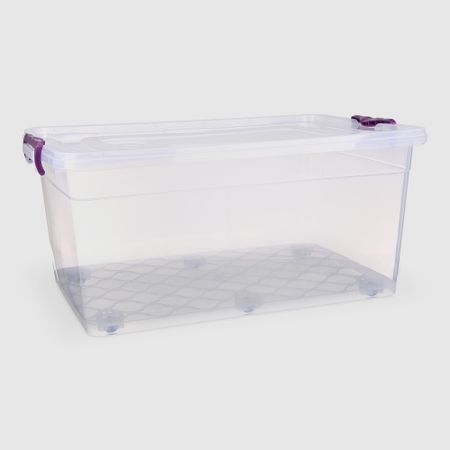 Ящик для хранения Asude Plastik на колёсах, прозрачный 60 л, 67,5х44,5х30 см