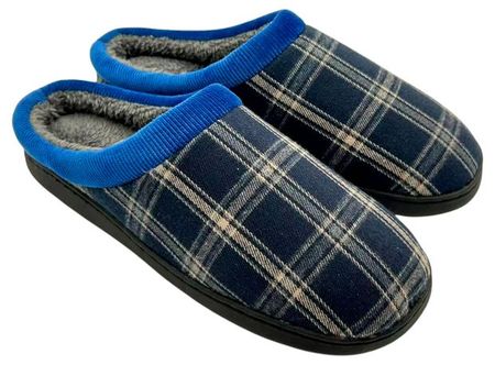 Тапочки мужские InExtenso с закрытым носком в клетку синие