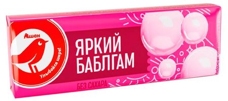 Жевательная резинка АШАН Красная птица без сахара Яркий баблгам, 13,2 г