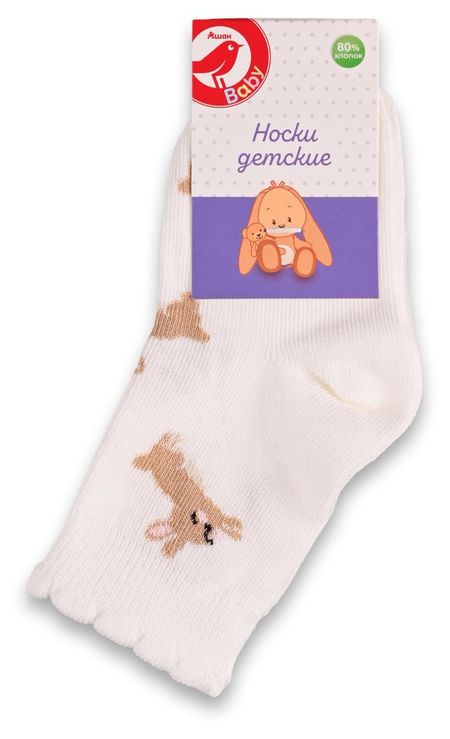 Носки для девочки АШАН Красная птица Baby молочные, р 10-12