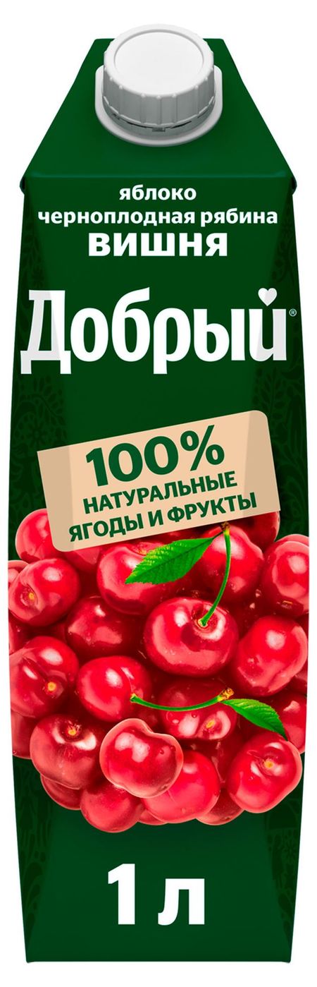 Нектар Добрый яблоко черноплодная рябина вишня, 1 л