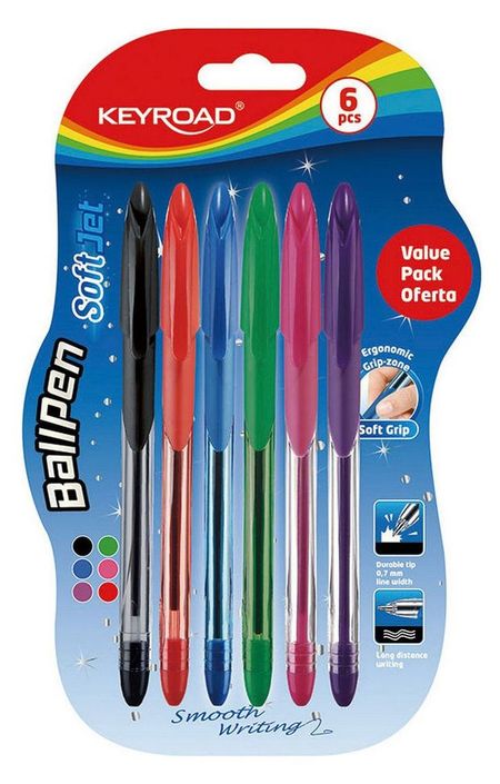 Набор цветных ручек KEYROAD шариковые 0,7 мм, 6 цветов