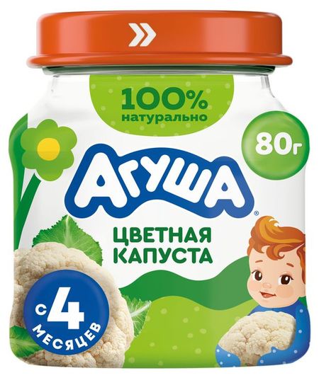 Пюре овощное Агуша Первая ложка цветная капуста с 4 мес., 80 г