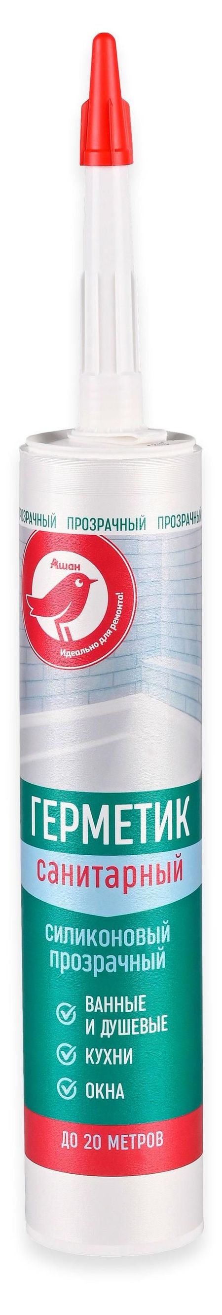 Герметик силиконовый АШАН Красная птица прозрачный, 260 мл