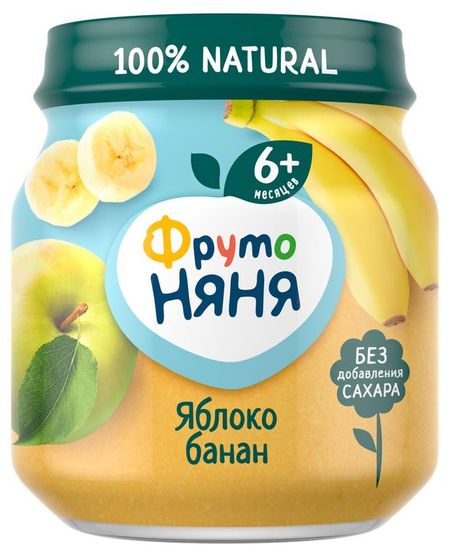 Пюре ФрутоНяня Яблоко и банан с 6 мес., 100 г