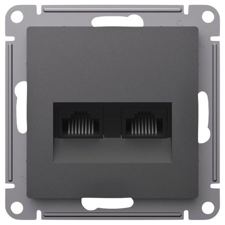 Розетка компьютерная Systeme Electric AtlasDesign встраиваемая базальт 2хRJ45 (ATN001485)