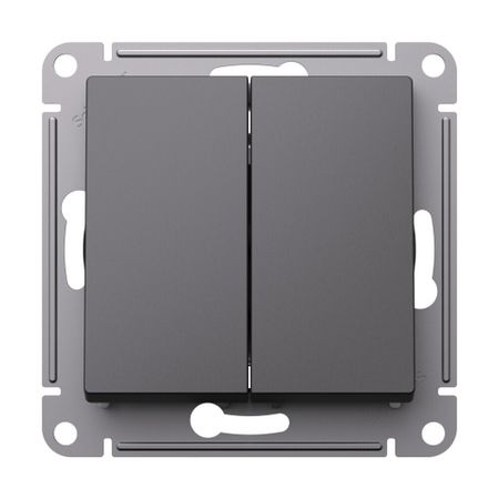 Переключатель Systeme Electric AtlasDesign двухклавишный встраиваемый базальт (ATN001465) переключатель 1 клавишный schneider electric atlas design 10а с и