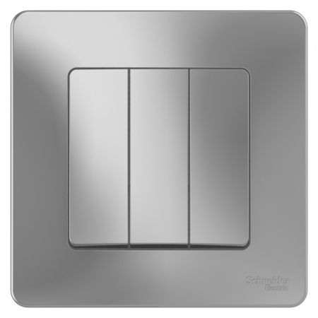 Выключатель Systeme Electric Blanca трехклавишный встраиваемый алюминий (BLNVS100503)