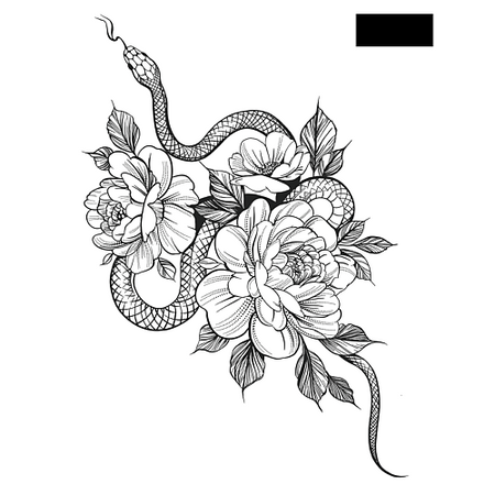 Наклейки для тела PRINT FACTORY Переводная Временная Татуировка Змея в Пионах j512 мультяшная змея река горная форель наклейки стикеры искусство рыбалки водонепроницаемые стикеры