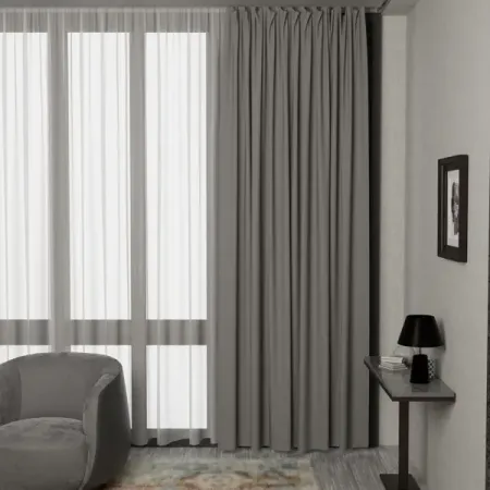 Штора на ленте со скрытыми петлями блэкаут 200x280 см цвет серо-бежевый