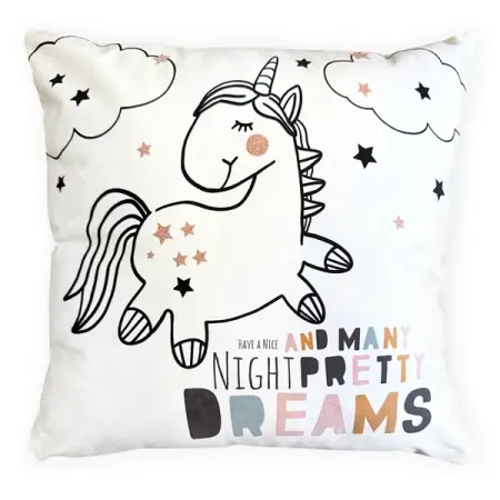 Декоративная подушка Seasons Единорог 40x40 см цвет белый
