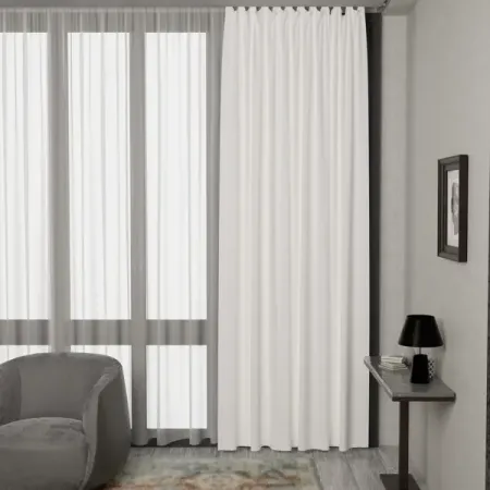 Штора на ленте со скрытыми петлями блэкаут 200x280 см цвет молочный