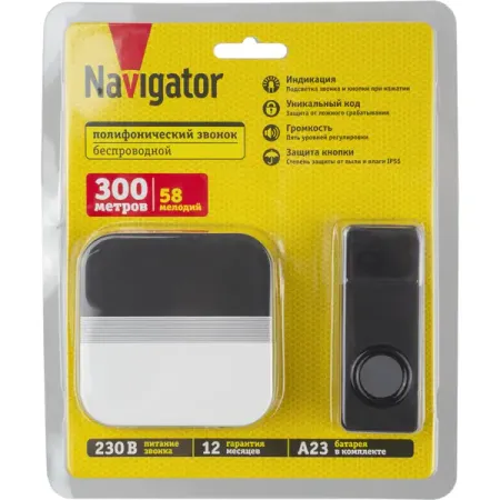 Дверной звонок беспроводной Navigator 58 мелодий цвет черный/белый беспроводной водонепроницаемый дверной звонок с камерой tuya