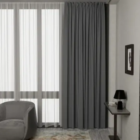 Штора на ленте со скрытыми петлями блэкаут 200x280 см цвет серый