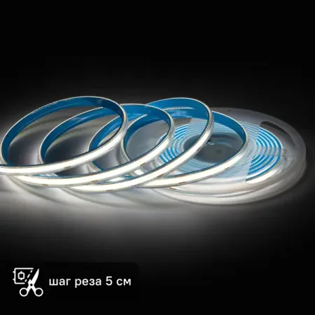 Светодиодная лента для контурной подсветки Apeyron LED COB 24В 8 мм 5м 12 Вт/м 320диод/м 1000 лм/м IP65 4000 К funzenxin светодиодная лента rgb 12в 120 leds m ip65