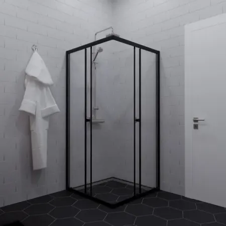 Душевая ширма Анхель Тритон квадратная 90x90x185см цвет профиля черный раздвижная стекло 4мм прозрачное емкость квадратная evle floral 3 7 л