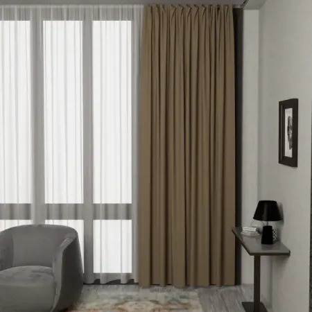 Штора на ленте со скрытыми петлями блэкаут 200x280 см цвет светло-коричневый