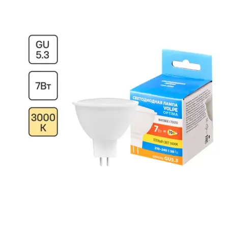 Лампа светодиодная Volpe JCDR GU5.3 220-240 В 7 Вт Эдисон матовая 700 лм теплый белый свет