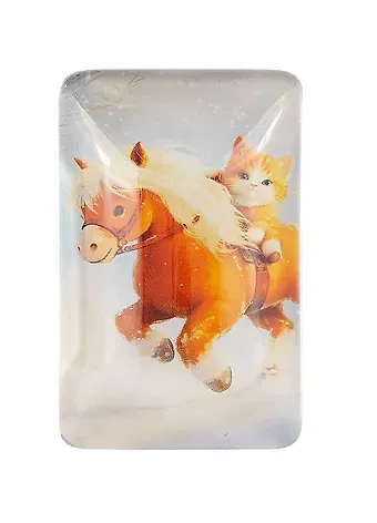 Новогодний магнит Лошадь и котик (3,5х5,5) (стекло)
