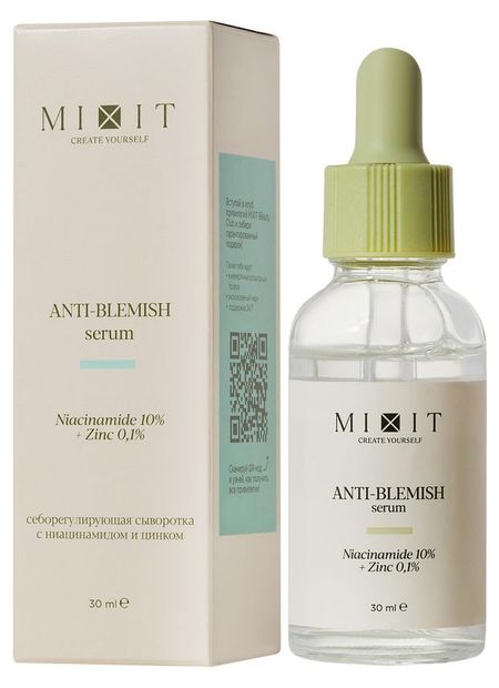 Сыворотка для лица Mixit себорегулирующая с ниацинамидом и цинком, 30 мл