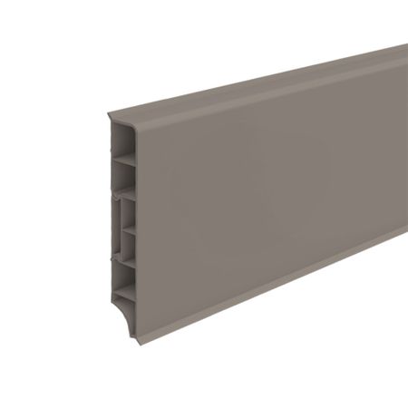 Плинтус ПВХ напольный Идеал Дюра 80 мм платиново-серый 2200 мм прямоугольный