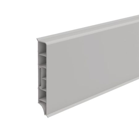 Плинтус ПВХ напольный Идеал Дюра 80 мм светло-серый 2200 мм прямоугольный планка монтажная для плинтуса мдф 2 4м