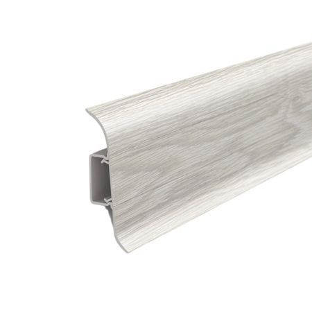 Плинтус ПВХ напольный Идеал Классик 55 мм дуб айсберг 2200 мм с кабель-каналом