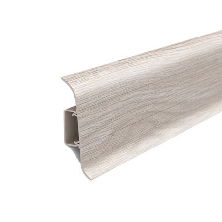 Плинтус ПВХ напольный Идеал Классик 55 мм ясень 2200 мм с кабель-каналом