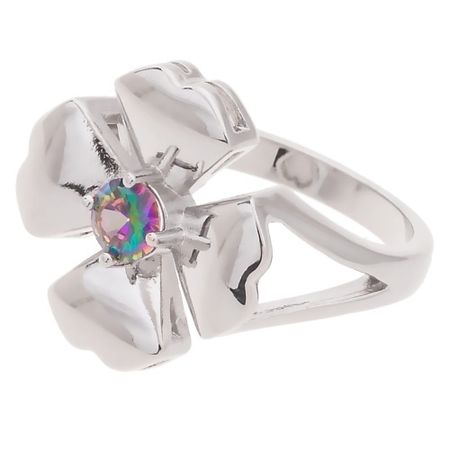 Кольцо LJ Кольцо родированное с дымчатым фианитом 