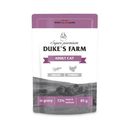 Корм для кошек DUKE`S FARM кальмар и индейка 85 г