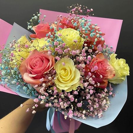 Букет живых цветов ДАРИ ЦВЕТЫ Розово-голубое облако скотч для декорирования sky city серии облако