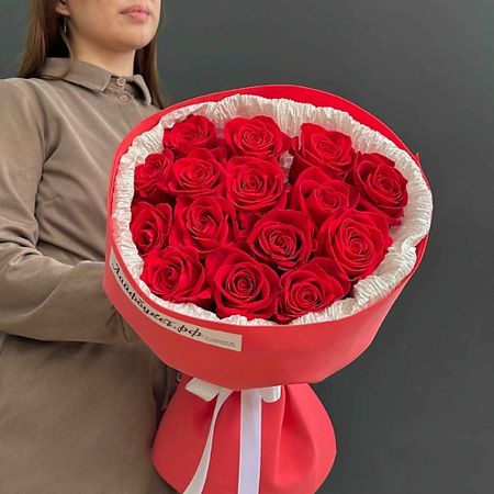 Букет живых цветов ЛАЙФБУКЕТ Букет из 15 красных роз 