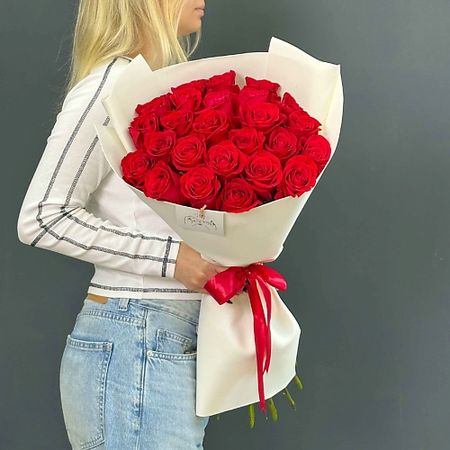 Букет живых цветов ЛАЙФБУКЕТ Букет из 25 красных роз 