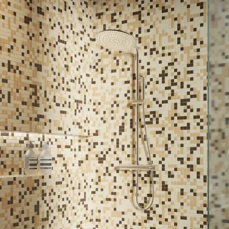 Мозаика стеклянная KREAFORTA бежево-коричневая 327x327x4 мм 5 шт стеклянная бутылка для ароматерапии