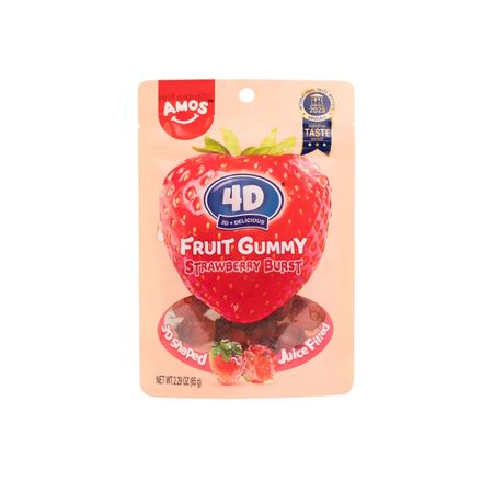 Конфеты жевательные Amos с соком клубники 65 г