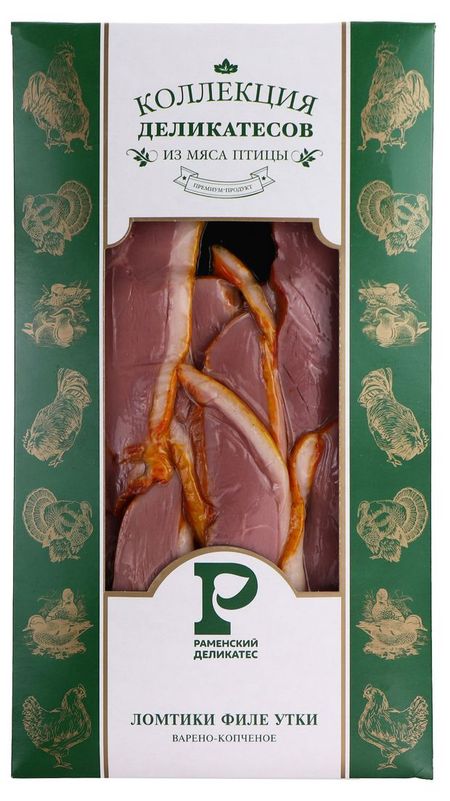 Филе утки варено-копченые Раменский Деликатес ломтики, 150 г