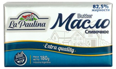 Масло сливочное La Paulina Extra Quality 82,5% БЗМЖ Аргентина, 180 г