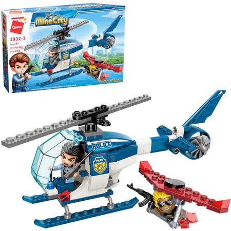 Конструктор Qman MineCity Полицейские истории: преследование в воздухе 106 деталей