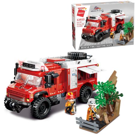 Конструктор Qman MineCity Пожарная машина: Разбор завала, 656 деталей