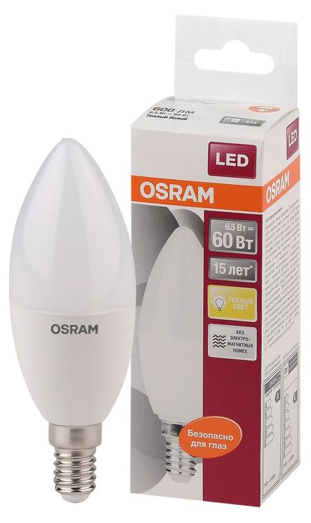 Лампа светодиодная Osram LED E14 6.5W свеча теплый белый свет михай чиксентмихайи в поисках потока психология включенности в повседневность