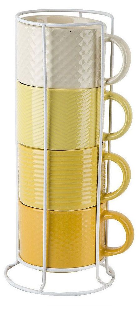 Набор кружек Nouvelle Home Modern на подставке желтые 320 мл, 4 шт