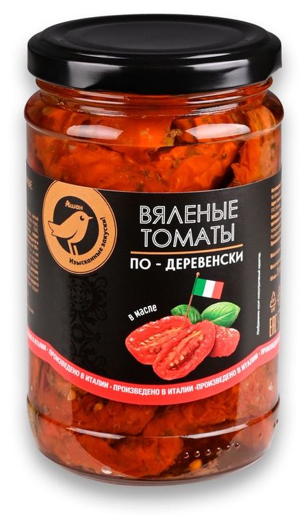 Томаты вяленые АШАН Золотая птица по-деревенски в масле Италия, 314 мл