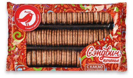 Печенье-сэндвич АШАН Красная птица с какао с ванильно-сливочным вкусом и ароматом, 750 г