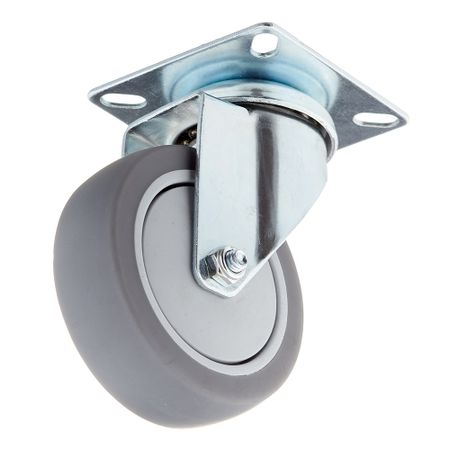 Опора колесная поворотная пластик/резина на площадке 75 мм серая (1 шт.) опора двухколесная с винтом m8 d40 мм без стопора ок 40 2 k