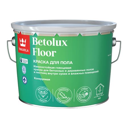 Краска Tikkurila/Tikkivala Betolux Floor для полов бесцветная глянцевая база C 9 л
