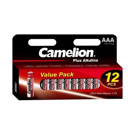 Батарейка Camelion Plus Alkaline ААА мизинчиковая LR03 1,5 В (12 шт.) (LR03-HP12)