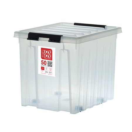 Контейнер для хранения Rox Box (050-00.07) 500х390х405 мм 50 л с крышкой и роликами пластиковые прозрачные мини ящики для хранения 100 штук